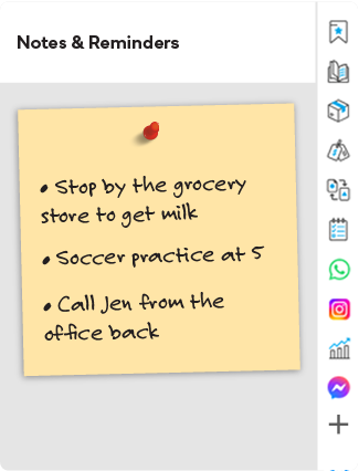 Wave Browser's sidebar note-taking feature, functioning as a virtual sticky note system to remind you of your daily obligations wherever you are.
