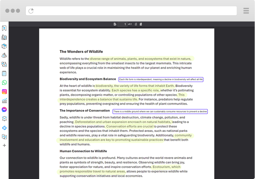 Wave Browser's PDF Annotator feature, streamlining the document edit process and facilitating a means to save notes on a whim.