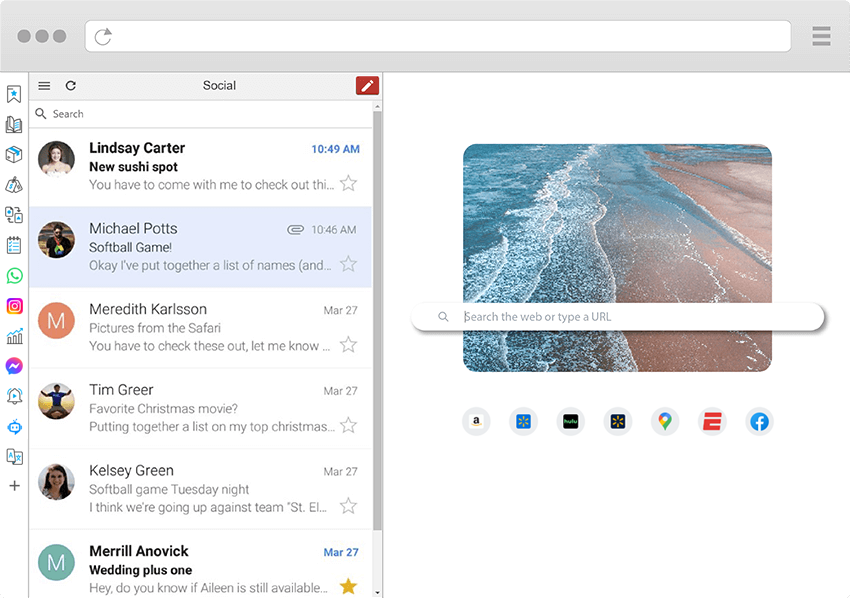 Wave Browser's Email Viewer feature, simplifying the email check-up process and making message sending easier.