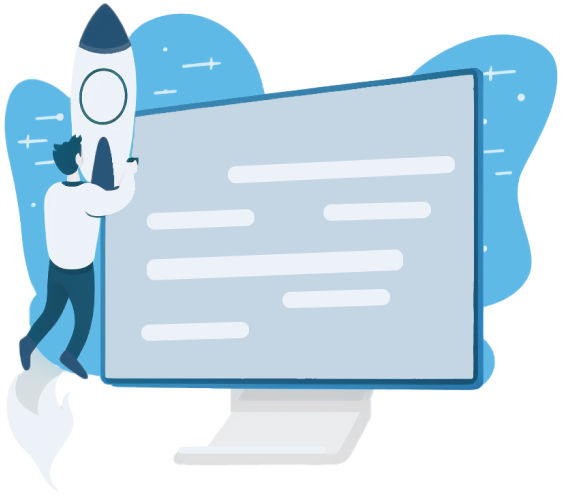 A depiction of an individual holding onto a rocket, souring to new speeds similar to what one might experience while browsing with Wave Browser.