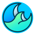 The Wave logo outlined in light blue